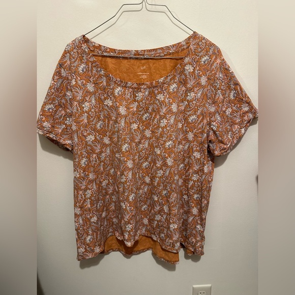 J . Jill top size XL orange floral top - Picture 3 of 8